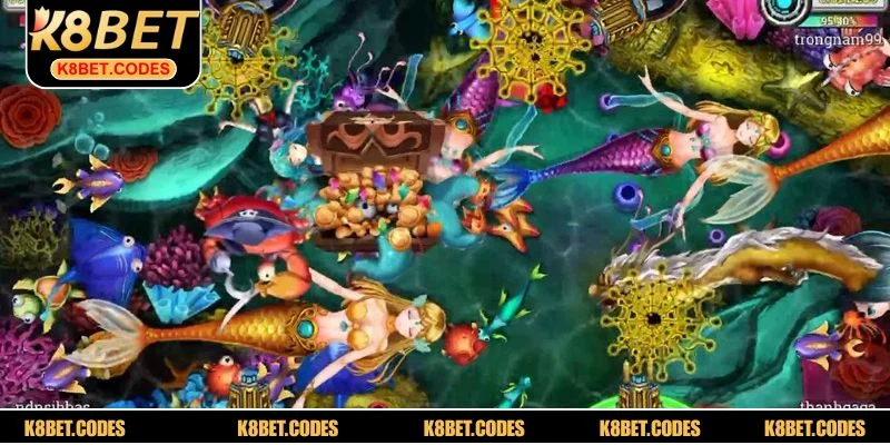 Giao diện đại dương rực rỡ trong game Bắn Cá Tiểu Tiên Cá K8BET